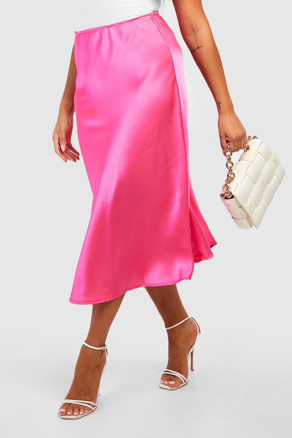 Plus Satin Slip Midi Skirt boohoo USA